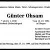 Ohsam Guenter 1930-1994 Todesanzeige